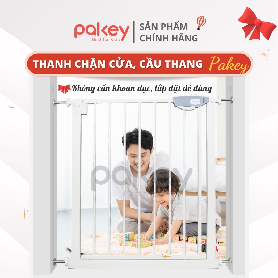 Thanh Chắn Cầu Thang, Thanh Chắn Cửa Pakey Không Khoan Tường Cao 79cm Bảo Vệ An Toàn Cho Bé Yêu