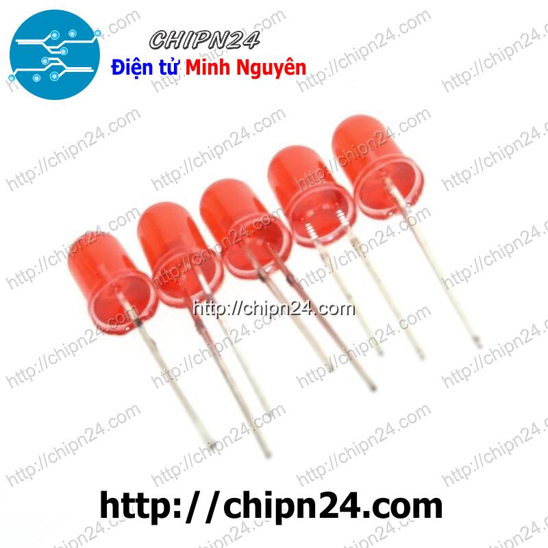 [50 CON] Led 5mm Vỏ đục Màu ra màu ĐỎ