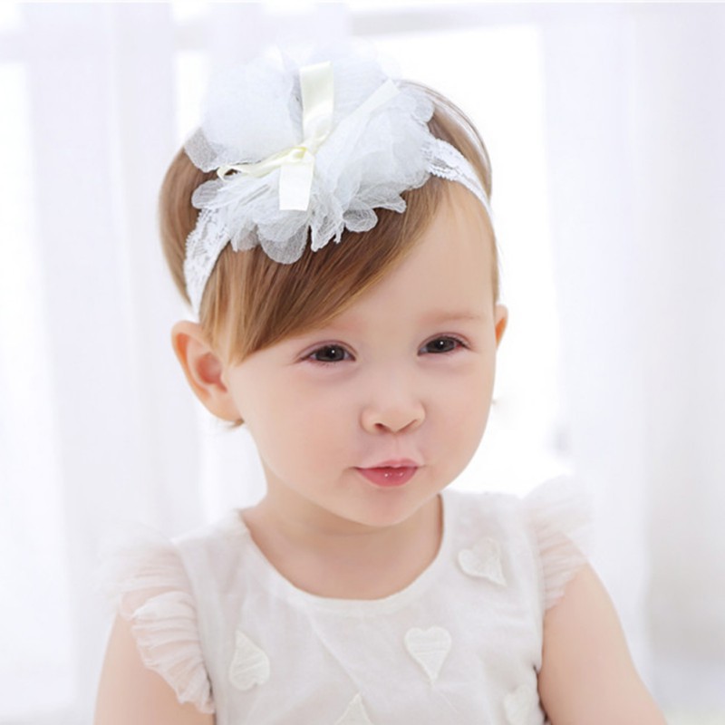 Băng đô gắn hoa thắt nơ xinh xắn cho bé