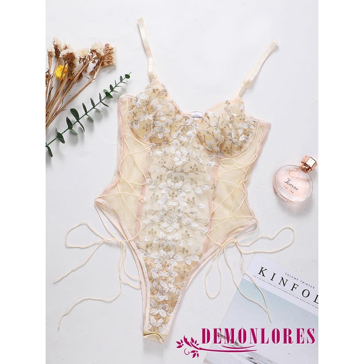 Bộ Đồ Lót Liền Thân Thêu Họa Tiết Gợi Cảm Cho Nữ