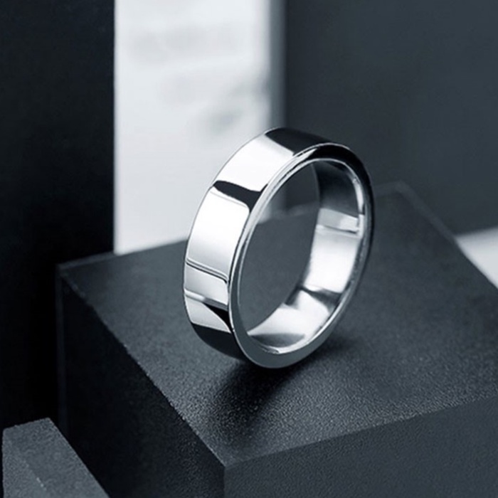 Nhẫn nam nữ tròn thời trang unisex màu bạc basic trơn Merin Accessories chất liệu Titan chống rỉ - Plain ring