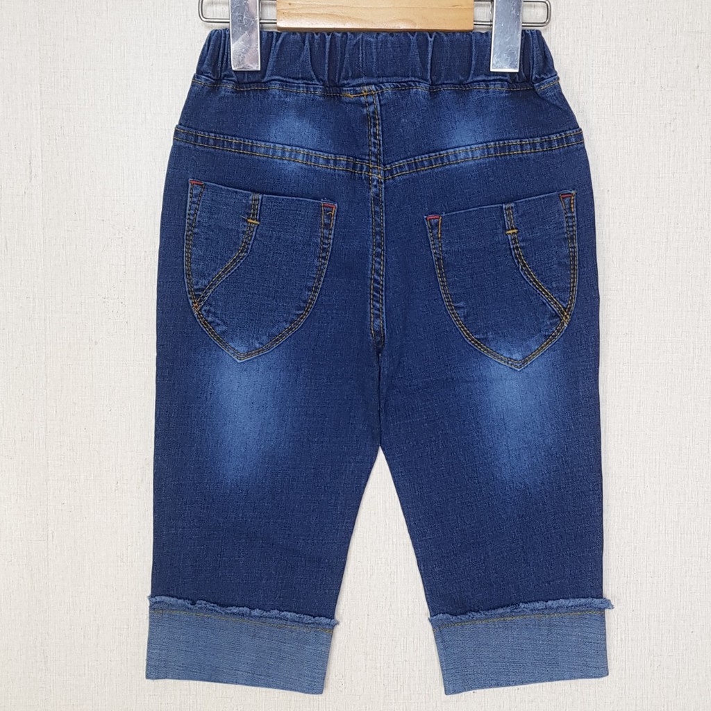 BJ0020 -A1 quần jean nữ lửng co giãn thêu thỏ màu xanh, hiệu XOKids, size 7-12cho bé từ 15-30kg