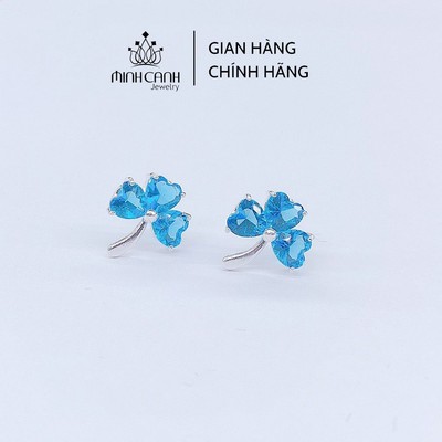 Bông Tai Bạc Cỏ 3 Lá May Mắn Đủ Màu - Minh Canh Jewelry