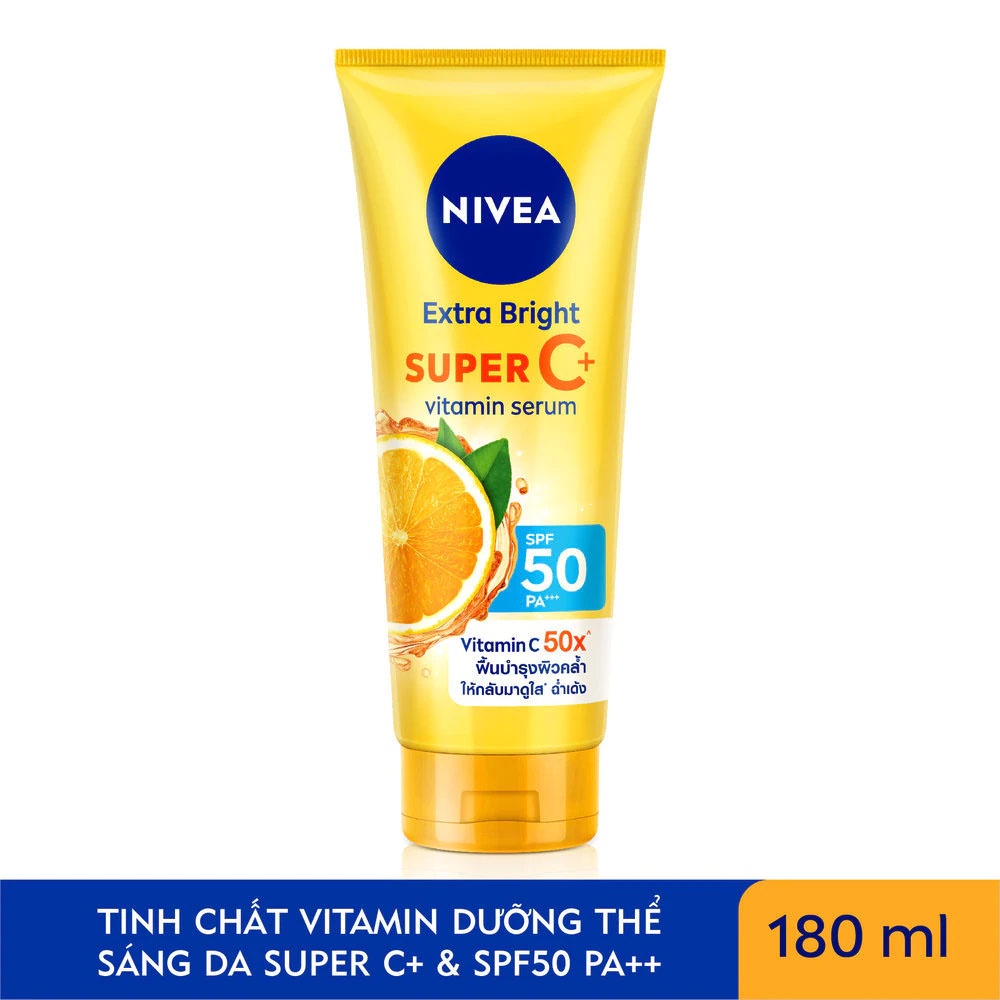 Tinh Chất Dưỡng Thể Nivea Sáng Da Extra Bright Super C+ Vitamin Serum SPF50 PA++ 180ml