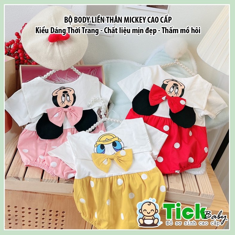 Bộ Body Liền Thân Mickey Thời Trang Cao Cấp Xinh Xắn Cho Bé Gái Diện Mùa Hè!