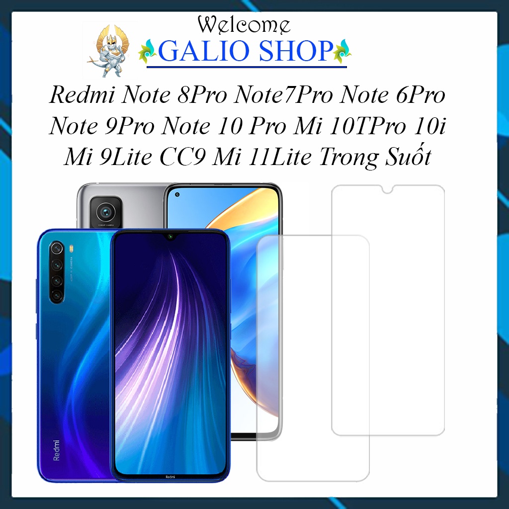 Cường lực Redmi Note 8Pro Note7Pro Note 6Pro Note 9Pro Note 10 Pro Mi 10TPro 10i Mi 9Lite CC9 Mi 11Lite Trong Suốt [THT]