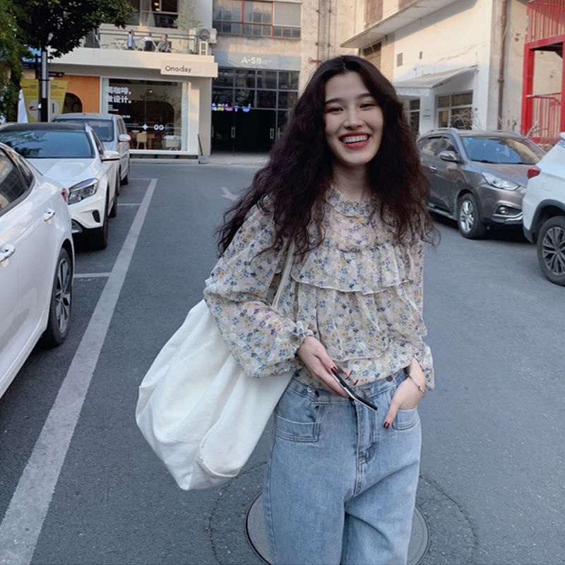 Hàng Mới Về Mới Áo Sơ Mi Chiffon Họa Tiết Hoa Phong Cách Hàn Quốc Thời Trang Xuân Hè 2021 Cho Nữ