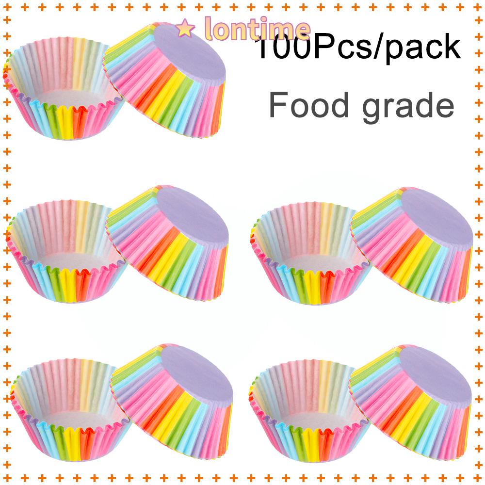 Bộ 100 cốc giấy để tự làm bánh Cupcake nhiều màu chống dầu tiện dụng