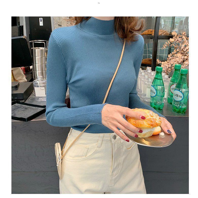 Áo Giữ Nhiệt Nữ Knitted Coat Women's Long Sleeve New Slim Solid Color Top