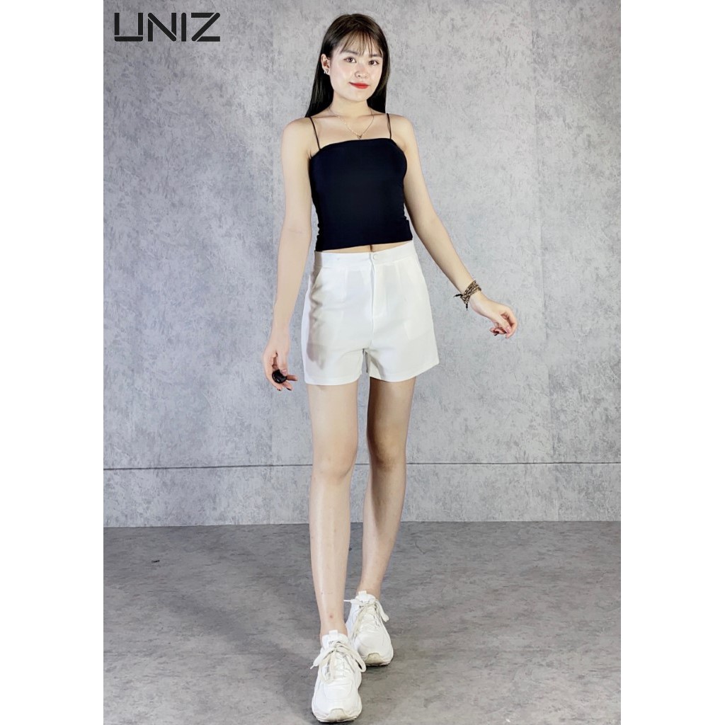 Áo Croptop 2 Dây Sợi Bún UNIZ (Màu Đen), Dáng Ngắn, Ôm, Vải Thun, Mềm Mại, Không Lộ, Co giãn Tốt