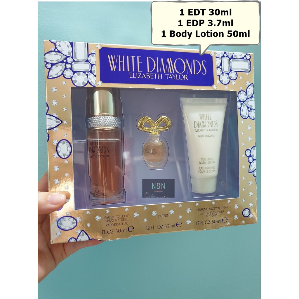SET nước hoa nữ Elizabeth Taylor White Diamonds - EDT 30ml + EDP 3.7ml + Sữa dưỡng thể 50ml