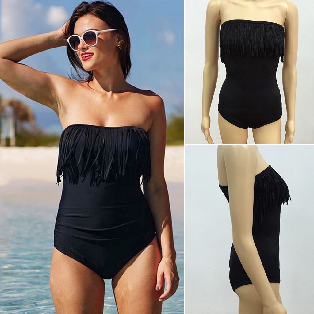 Áo Tắm Một Mảnh Không Dây Màu Đen | BigBuy360 - bigbuy360.vn