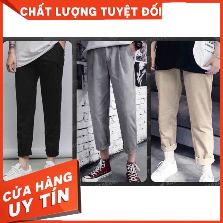 Quần Baggy Kaki Basic Nocturnal Nam Nữ Cặp Đôi Unisex Phong Cách Dạo Phố Sài Gòn Ulzzang 2021 (3 màu: Đen, Xám, Kem) - H