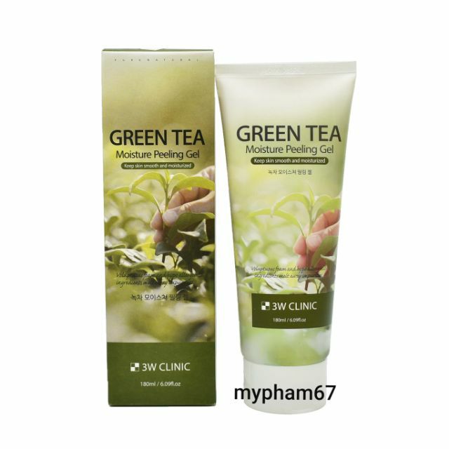 TẨY TẾ BÀO CHẾT GREEN TEA MOUSTURE PEELING GEL 3W CLINIC 180ML ( mẫu mới 2019)