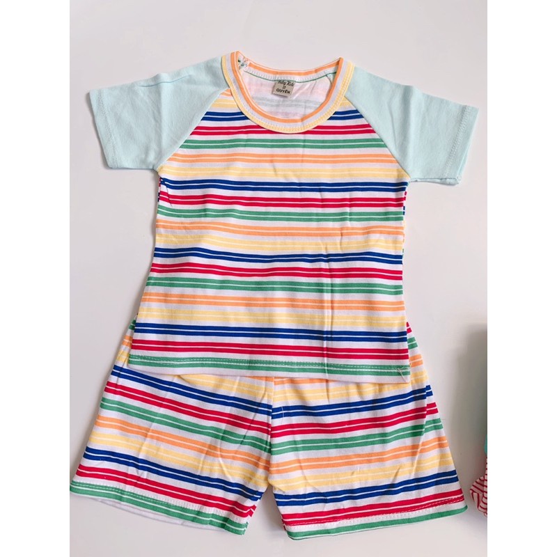 Bộ đùi cotton tay raplang cho bé trai đi học
