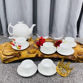 Bộ Ấm Chén Uống Trà Bộ Ấm Trà Sứ Cao Cấp Bát Tràng Màu Trắng Nhiều Kiểu Dáng