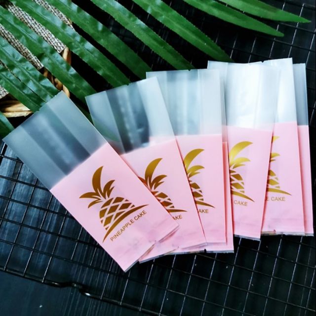 Size 5*13+3 cm - Set 100 Túi bánh dứa hàn miệng DỨA HỒNG NHŨ 5*13+3 cm