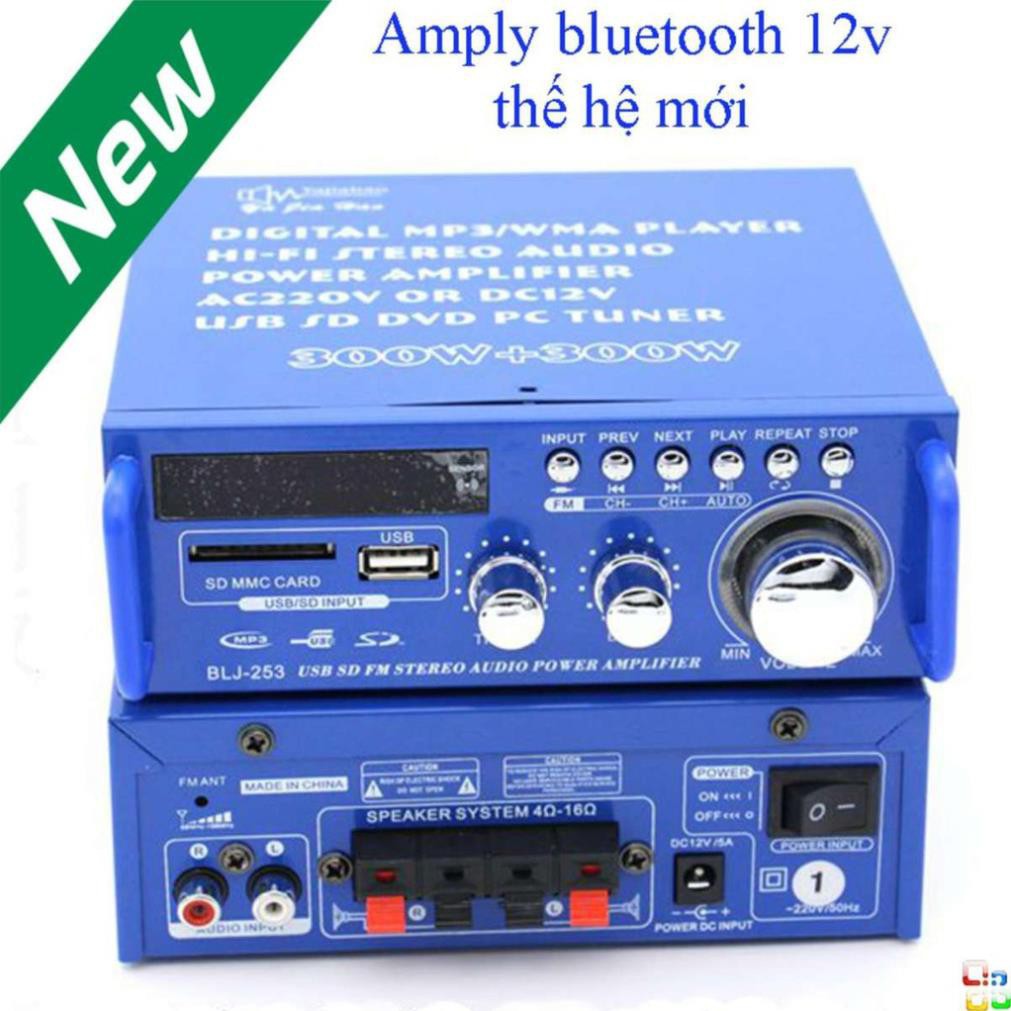 [ Xả kho tết] Ampli Bluetooth Tely Blj253, Amply Karaoke mini, Tăng âm giá rẻ bảo hành 12 tháng