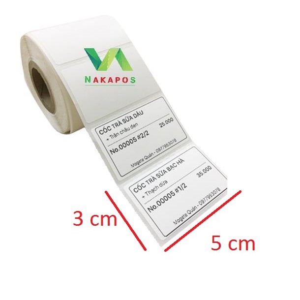 Giây in tem 50x30 - Tem nhiệt in tem nhãn, in mã vạch, in tem phụ 50x30mm - 5x3cm siêu rẻ