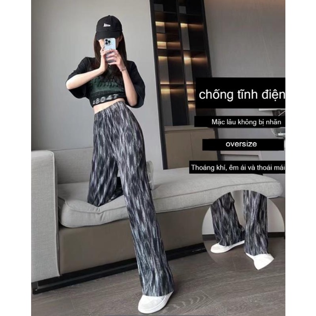 quần ống rộng dài vải lụa ống rộng thời trang mùa hè cho nữ