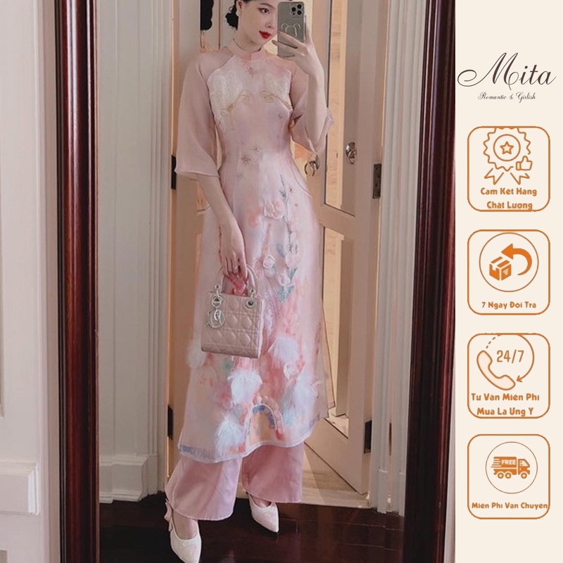 Mita Boutique - Áo Dài Cách Tân Organza Đính Kết Thủ Công Mỹ Liên Mita - AD100052