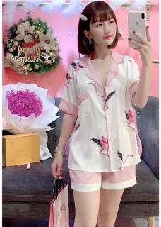 Bộ lụa satin cao cấp mặc nhà nữ The Jume