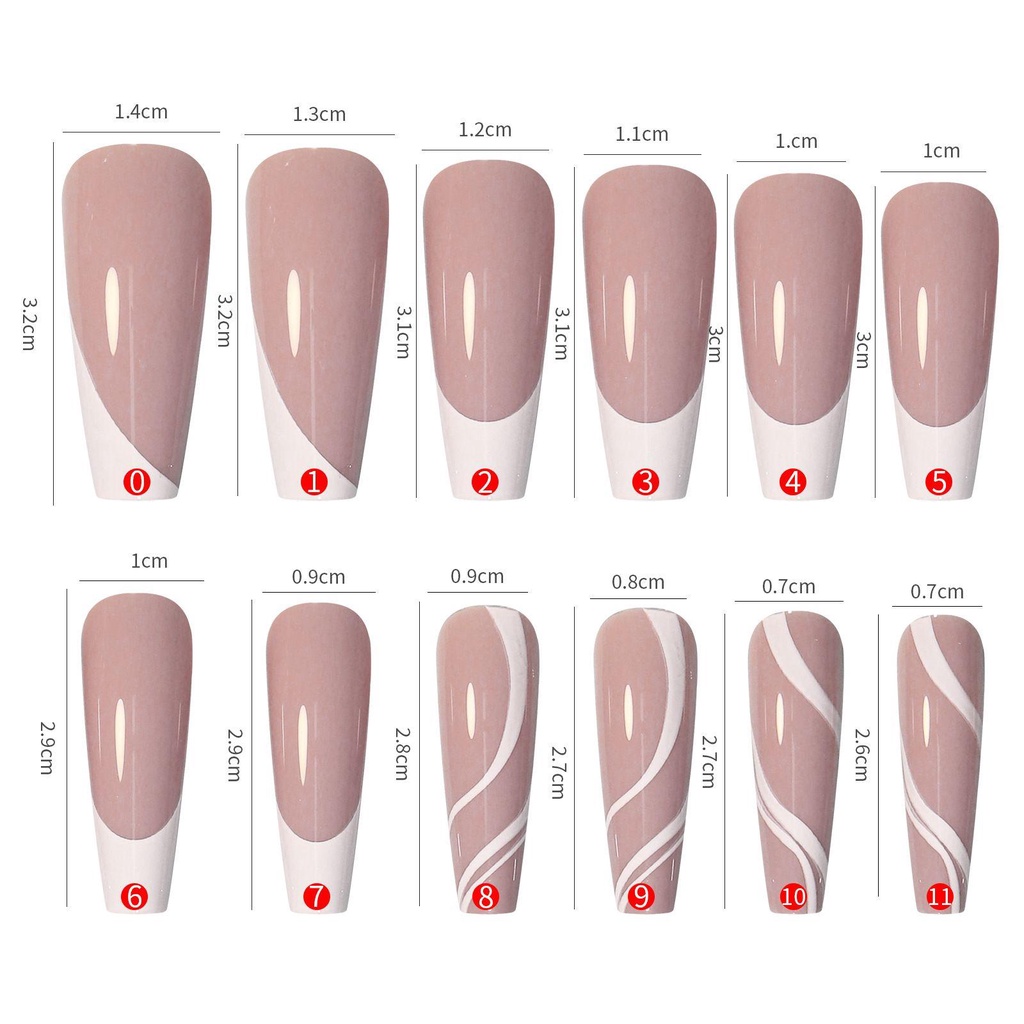 MIHAN1 Hộp 24 Móng Tay Giả Đầu Vuông Ngắn / Dài Chuyên Dụng Cho Múa Ba Lê