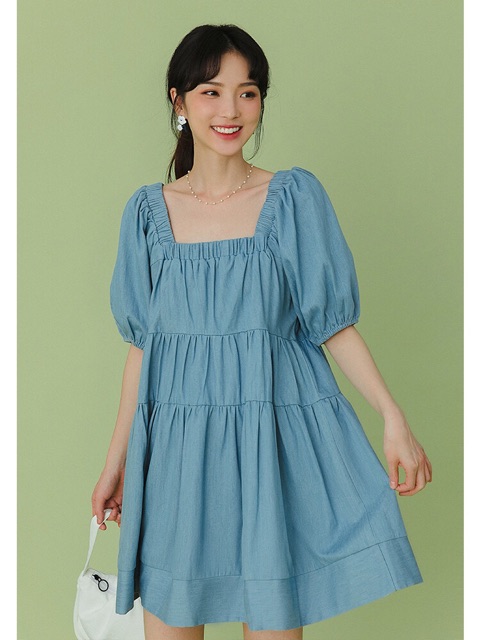 Đầm xinh baby doll tầng xoè + ảnh thật