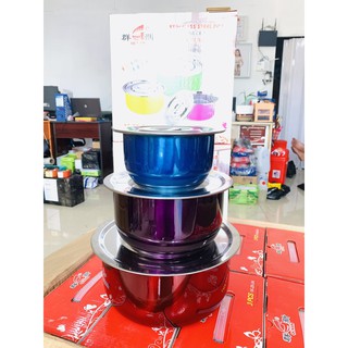 Bộ 3 thố inox có nắp đậy