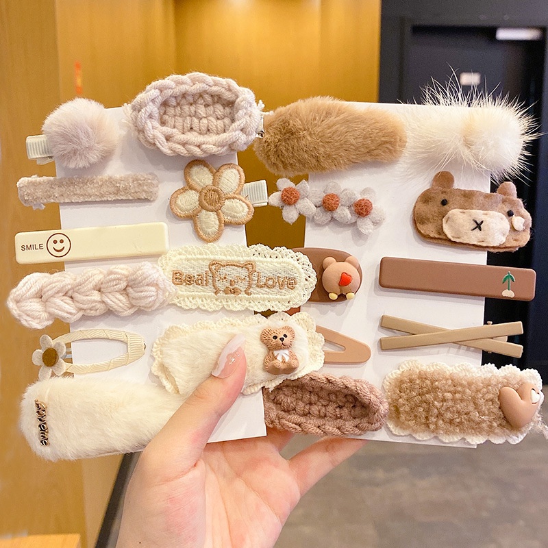 8/9/10 Kẹp Tóc Vải Lông Phong Cách Hàn Quốc Dễ Thương