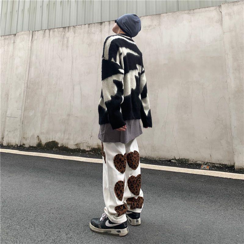 Áo Sweater Dệt Kim Dáng Rộng In Họa Tiết Ngựa Vằn Kiểu Hồng Kông Retro Thời Trang Xuân Thu Cho Nam