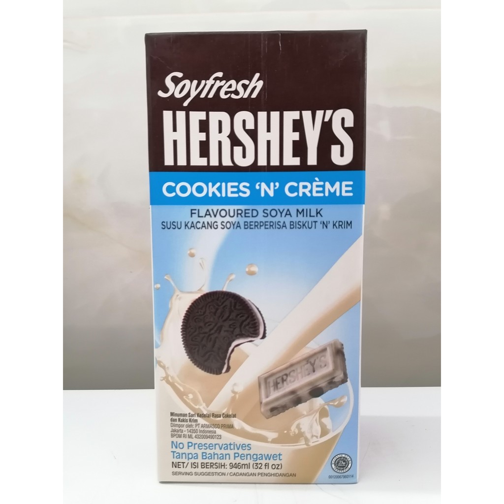 [Hộp 946ml – Cookies N Creme] SỮA ĐẬU NÀNH BÁNH QUY KEM [Malaysia] HERSHEY’S Soyfresh Flavoured Soya Milk (halal)