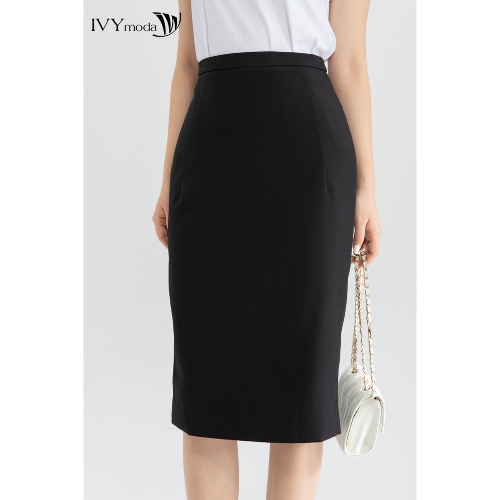 Chân váy bút chì ráp tà trước IVY moda MS 31M6560