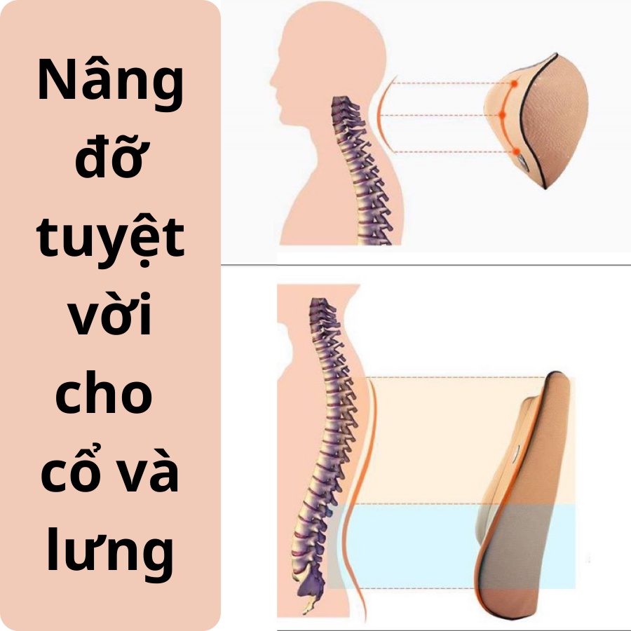 Tựa Lưng Ô Tô Cao Cấp - Gối Tựa Đầu Ô Tô - Chất Liệu Cao Su Non Bọc Nỉ Thông Hơi Đàn Hồi Siêu Tốt Dành Cho Xe Hơi