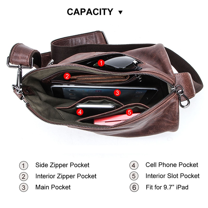 Túi da đeo chéo ngực thời trang cho nam