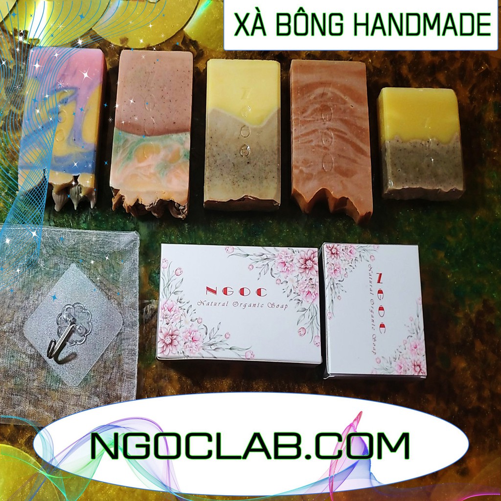 Xà Bông Nghệ Handmade - Tặng túi lưới, móc treo xà bông.