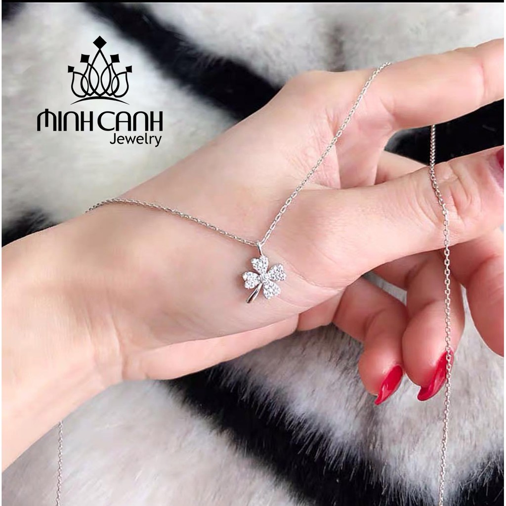 Dây Chuyền Bạc 4 Lá Nạm Đá Tấm - Minh Canh Jewelry