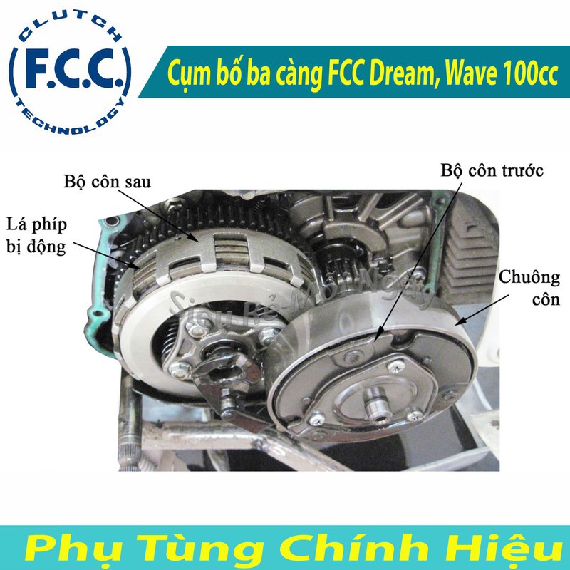 Full Bộ Cụm Bố Ba Càng FCC Lõi Ly Hợp Côn Trước Dream, Wave100cc