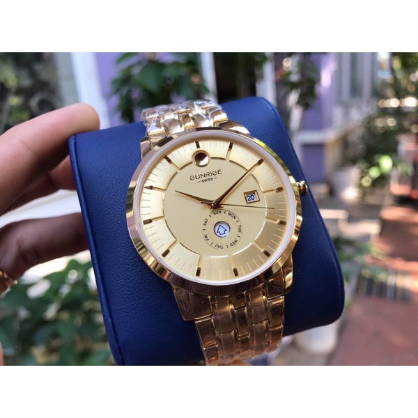 Đồng hồ nam sunrise dây thép 1115sa chính hãng full box sapphire chống xước , chống nước, bảo hành 3 năm