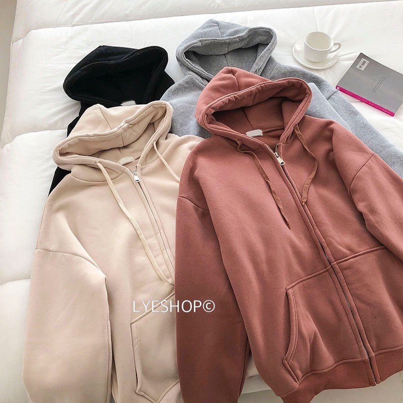Áo khoác hoodie nỉ bông trơn | BigBuy360 - bigbuy360.vn