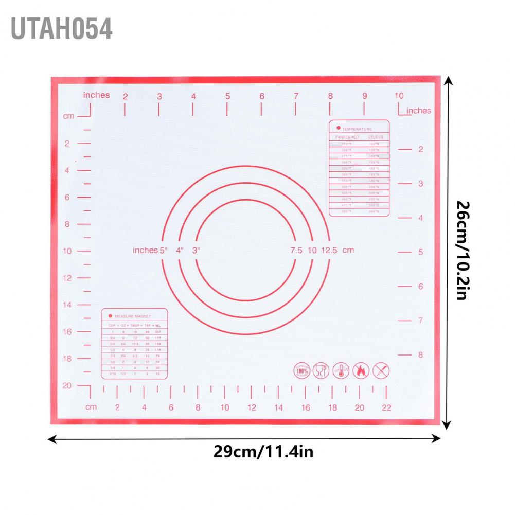 Hàng Sẵn Thảm nhào bột silicon, tấm lót cán bột cho làm bánh mì, bao tấm bột nở chịu nhiệt silicone không trơn trượt cho nhà bếp 29x26cm【Utah054】