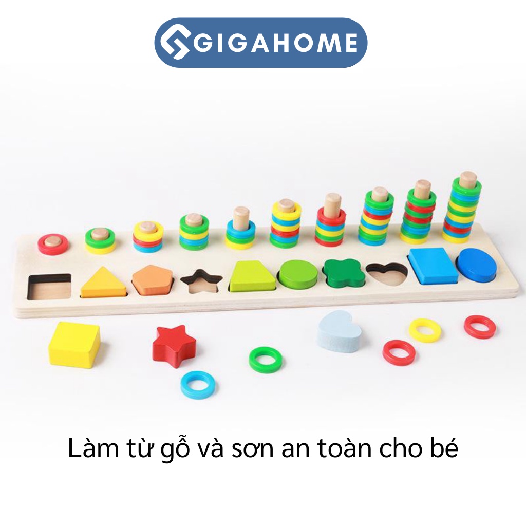 Bảng Ghép Số Hoặc Hình Khối 2 Dòng Nhiều Màu Sắc GIGAHOME Cho Bé Phát Triển Tư Duy 6395