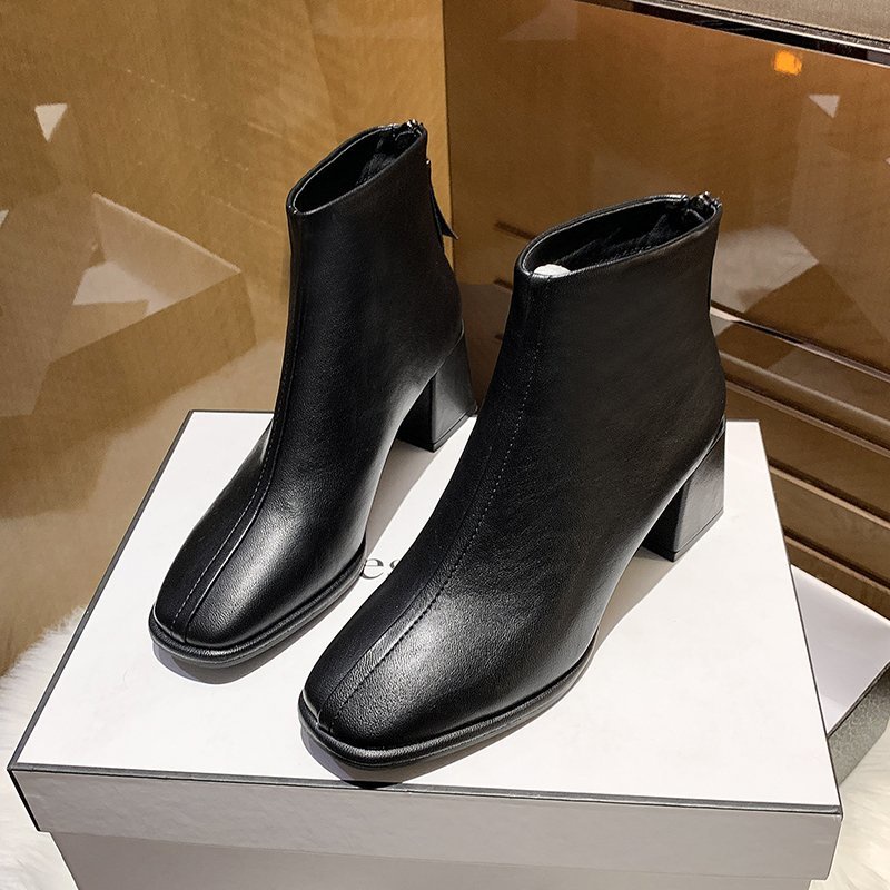 Giày bốt da mềm đế vuông 6inch chất lượng cao dành cho bạn nữ | BigBuy360 - bigbuy360.vn