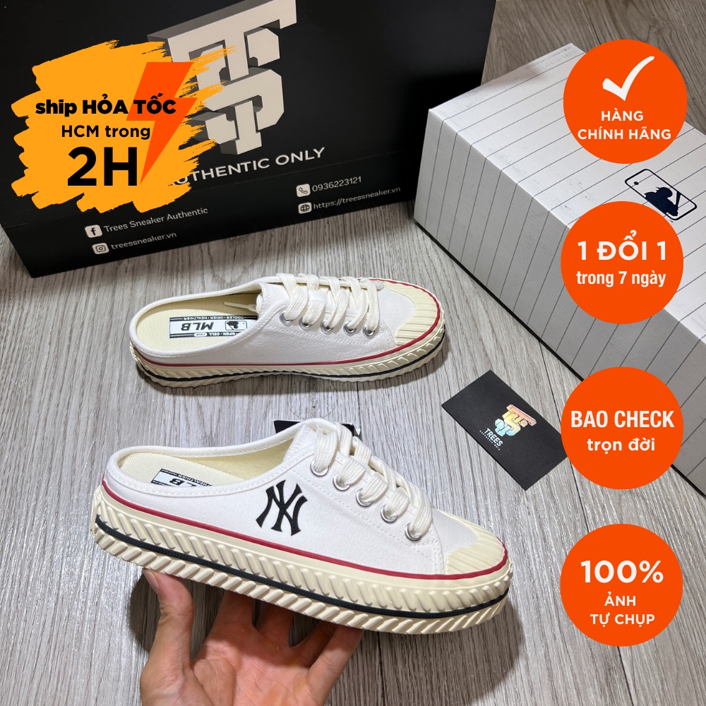 Giày thể thao MLB MULE WHITE 2022 FULL BOX TAG CHECK HIDDEN TAG