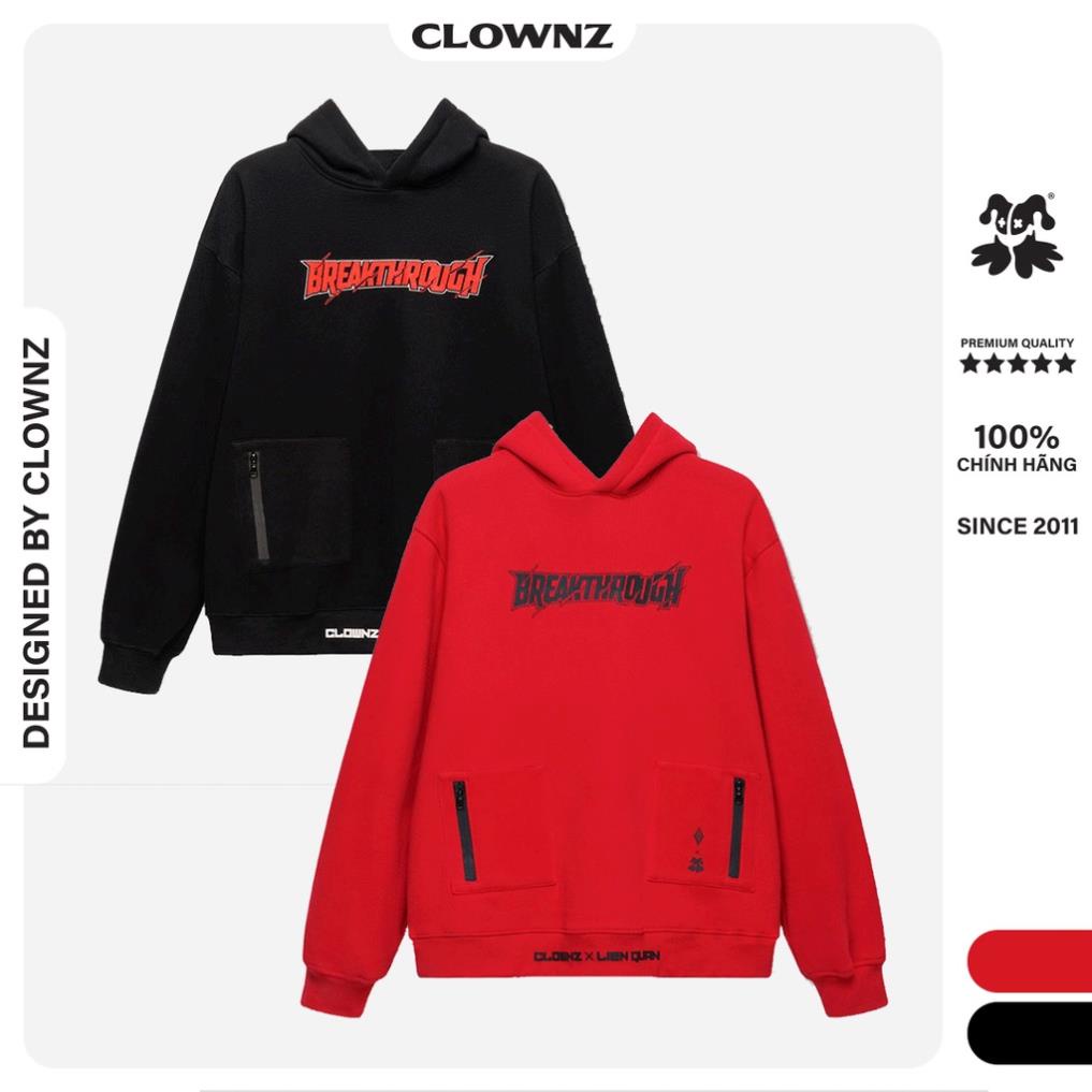 Áo hoodie nam nữ local brand Clownz x Liên quân Breakthough, đen đỏ, vải nỉ bông, unisex, form rộng thumbnail