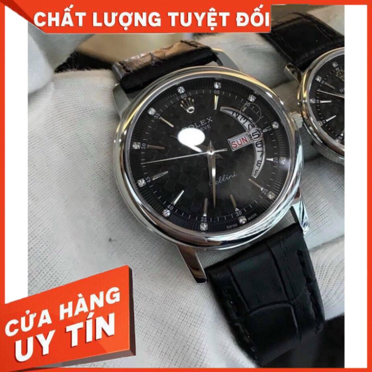 Đồng Hồ Đôi RoLex Sapphire R031 Mặt ĐEN Máy Pin Nhật Chống xước Tuyệt Đối