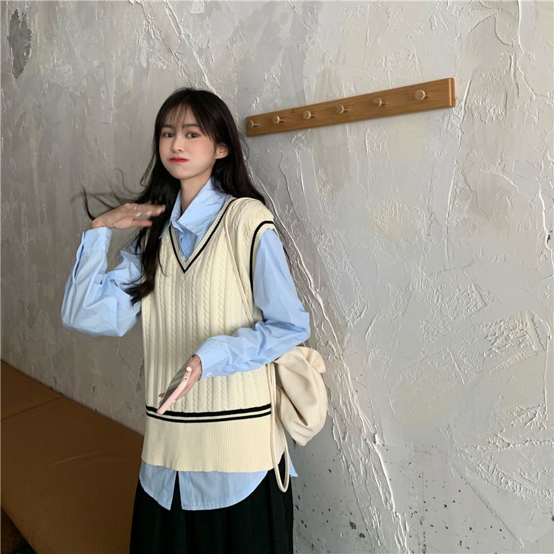 Áo len không tay cổ chữ V thiết kế mới thời trang dành cho nữ | BigBuy360 - bigbuy360.vn