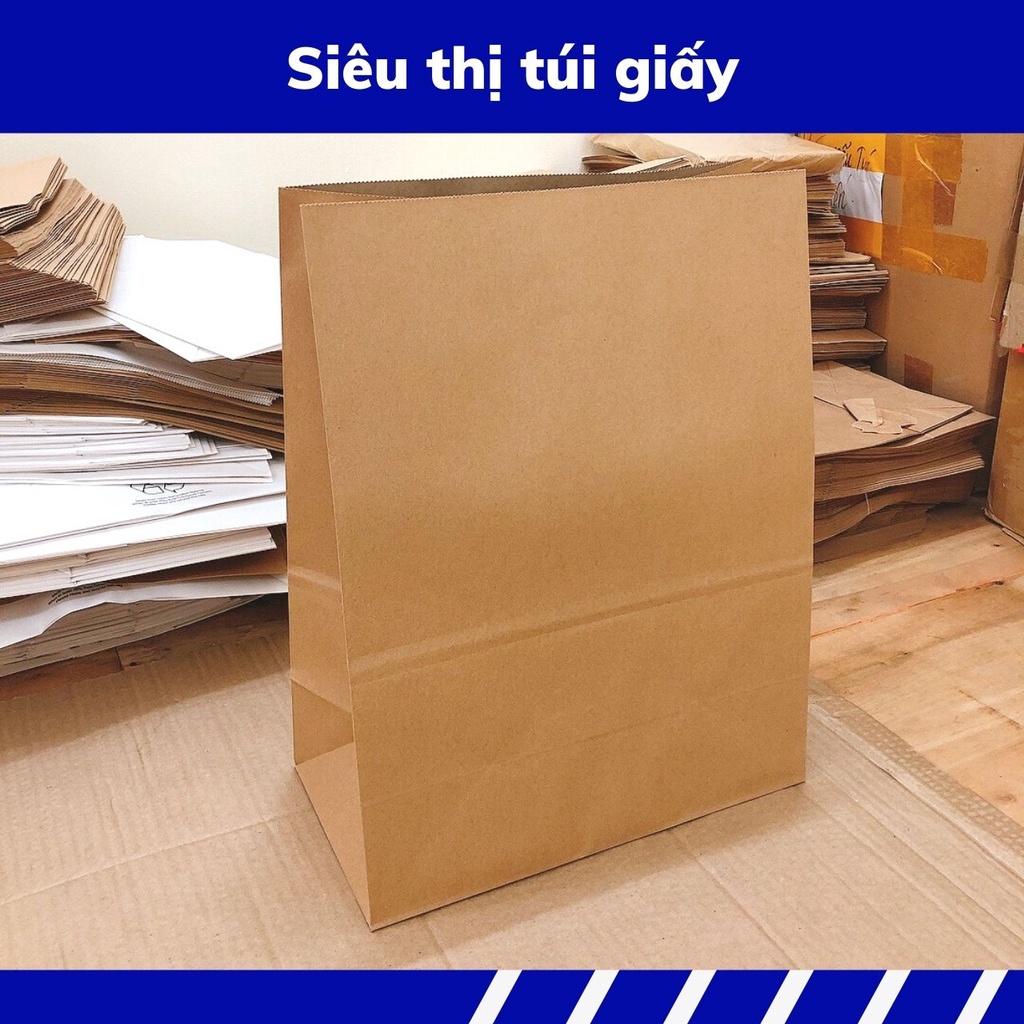 COMBO 10 CHIẾC TÚI GIẤY KRAFT XI MĂNG S6B: 33x17.5x43 cm KHÔNG QUAI ( ẢNH THẬT SHOP TỰ CHỤP)