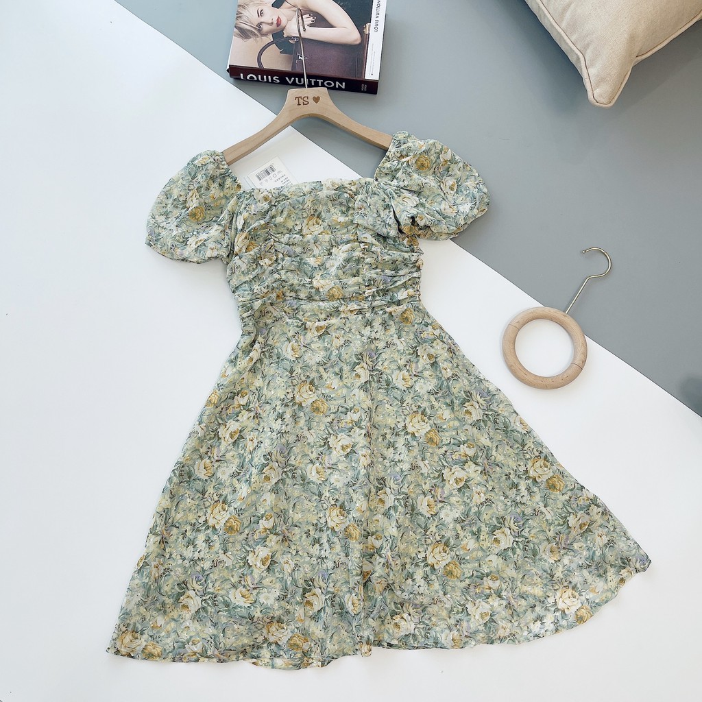 [Mã FAGREEN1505 giảm tới 30K đơn 99K] VÁY HOA XANH XÒE NHẸ TAY BỒNG CỰC XINH DK151 | BigBuy360 - bigbuy360.vn