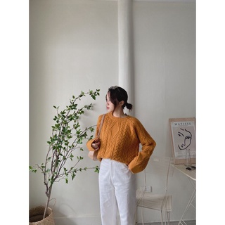 Áo len trám cổ tròn A-6975